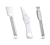 Taiyyi 3 Piezas Rdesescamador Pescado Inoxidable,Escalador de Pescado de Acero Inoxidable, Quitar Escamador de Pescado una herramienta de cocina para raspar el pescado de forma rápida y eficaz