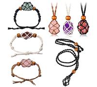 TAIZER 6PCS Cordones Collar Soporte Piedra Vacío Soporte Collar Vacío Cuerda Crystal Necklace Holder Pendent Quartz Raw Stone Necklace Cord Jaula Cordón Ajustable Cordón Collar Rope Jewelry Making