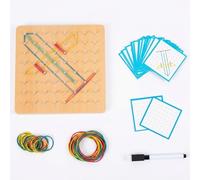 TAIZhiChen 1 Juego Sensorial Educativo de Motor Fino Matemáticas Madera Manuales Patrones Geométricos Adecuado para Enseñar en Casa y Espacios de Aprendizaje, Tablero de Clavijas Grande de