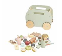 TAIZhiChen 31 Piezas Carrito de Comida de Juguete Juego Interactivo Set Picnic Madera para Niños Pequeños