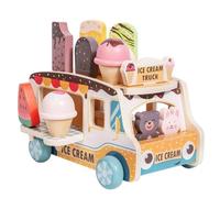 TAIZhiChen Carrito de Helados para Niños Carrito Juguete Carro de Postres de Hecho de Madera con Diseño Encantador Promueve Narración y Creatividad Compartida