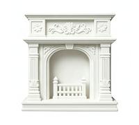 TAIZhiChen Chimenea Victoriana 1/12 Estilo Victoriano Chimenea Victoriana Miniatura Arco Central Ornamento Escénico, Blanco