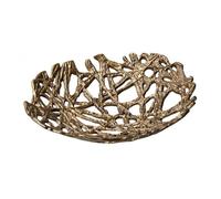 TAIZhiChen Frutero Perforado Estilo Moderno Bandeja Calada Diseño Elegante Cuenco Decorativo Aluminio, Bronce Antiguo Dorado, Grande