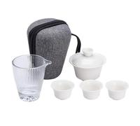 TAIZhiChen Tetera de Viaje Servicio Té Portátil Conjunto Chino Set de Cuenco Jarra Vidrio Tazas Acabado Hecho a Mano Adecuado para Campistas Oficina Presentes, Estilo 1