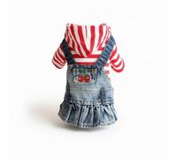 TAIZhiChen Vestido para o Vestido Vaquero Peto Falda Sudadera con Capucha Diseño Combinado con Rayas y Abrochado con Broches Adecuado para Paseos Juegos Fotos Primavera Otoño, XL