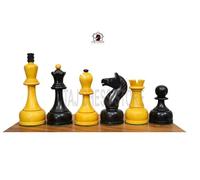 TAJ CHESS STORE Tal Soviet Grandmaster - Juego de ajedrez de reproducción antigua | Piezas de ajedrez pesadas del torneo soviético de los años 60 | Boj envejecido con 4 reyes