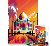 Taj Mahal India Pop Art Rompecabezas de 1000 Piezas para Adolescentes Puzzle Wise Think Toy Simple Fun Tight Cut Santa Wish Pick 38x26cm