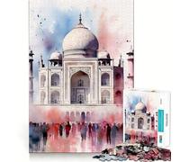 Taj Mahal India Rompecabezas de 1000 Piezas para Adultos Regalos para Fortalecer la Memoria Tiempo Sereno Borde de Calidad Artículo de Santa Claus Deseo 38x52cm