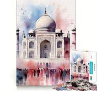 Taj Mahal India Rompecabezas de 1000 Piezas para Adultos Regalos para Fortalecer la Memoria Tiempo Sereno Borde de Calidad Artículo de Santa Claus Deseo 50x75cm