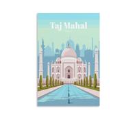 Taj Mahal India Vintage Travel Art Canvas Art Poster And Wall Art Picture Print Modern Family Bedroom Decor Posters 16x24inch(40x60cm)