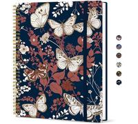 Taja Diario grande con forro en espiral para mujer, cuadernos de 8.5 x 11 pulgadas para el trabajo con rayas, cuadernos estéticos A4 para escribir, cubierta de plástico, aleteo dorado