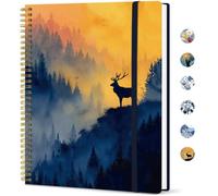 Taja Large Spiral Lined Journal for Women, 8.5" x 11" Notebooks for Work Collge Ruled, A4 Aesthetic Cute Journaling Notebooks for Writing, Plastic Cover, Sunset Stag