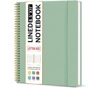 Taja Spiral Lined Notebook, 8.5"x11" Notebooks for Work, Large A4 Journal for Women & Men, College Ruled Journaling Notebook for Writing, Plastic Cover Spiral Journal, Sage Green