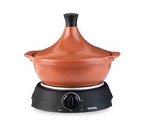 H.Koenig TAJ3 Tajín Eléctrico de Barro, Olla de Cocción Lenta, Asa, Acero Inoxidable, Tajines y Cuscús, Termostato Regulable