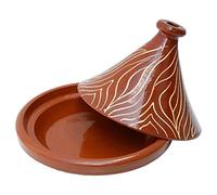 Tajín marroquí, redondo, diámetro de 30 cm, esmaltado para cocinar para 4 - 5 personas, olla de barro, olla para cocinar, olla para guisar, olla hecha a mano, marrakech, oriental, árabe, tierra de