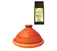 Tajín marroquí, té, sin esmaltar, libre de sustancias nocivas, original de Marruecos, olla de barro para cocinar, Tuareg Ø 26 cm, para 1-3 personas, hecho a mano en Marrakech