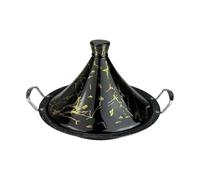 Tajine (34 cm, acero inoxidable, revestimiento antiadherente, tapa de porcelana, todas las fuentes de calor, inducción, gas, cocina eléctrica saludable (negro, 34 cm)