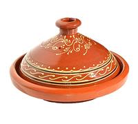 Tajine original de Marruecos de barro para cocinar esmaltado, diámetro de 26 cm, para 2-3 personas, hecho a mano de Marrakech cazuela marroquí árabe oriental