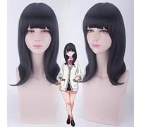 Takarada Rikka Cosplay Peluca Anime SSSS.GRIDMAN Juego de roles 45cm Negro Azul Recto Pelucas de cabello sintético largo para mujeres PL-525