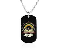 Take A Deep Look It's The Book - Collares conmemorativos de moda con colgante de acero de titanio impreso, joyería novedosa, collar con imagen de perro para hombres y mujeres