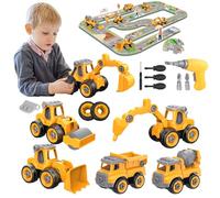 Take Apart - Juguetes para camiones de construcción para niños de 3 a 8 años | Kit de construcción de aprendizaje STEM con herramienta de taladro eléctrico y juego de rompecabezas, juguetes de