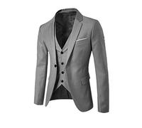 Take Idea Traje para hombre de 3 piezas, monocolor, corte ajustado, para negocios, sacos, pantalones, elegante, blazer chaleco, gris, M, chaqueta de invierno chaqueta larga
