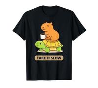 Take It Slow | Lindo Capibara en Tortuga con Café Camiseta