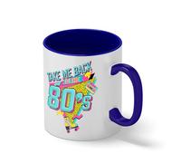 Take Me Back To The 80s Coffee Mug - Retro 1980s Nostalgia Gift - Neon Pop Art Roller Skate & Cassette Tape Cup Blanca taza de café con el borde azul y la manija Mug