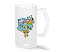 Take Me Back To The 80s Coffee Mug - Retro 1980s Nostalgia Gift - Neon Pop Art Roller Skate & Cassette Tape Cup Transparente taza de Stein de la cerveza 0.5L