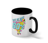Take Me Back To The 80s Coffee Mug - Retro 1980s Nostalgia Gift - Neon Pop Art Roller Skate & Cassette Tape Cup Blanca taza de café con RIM Negro y manija Mug