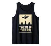Take Me BBQ UFO Secuestro Luna Día Alien Grill Lover Camiseta sin Mangas