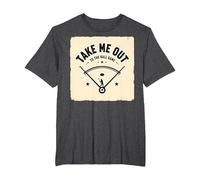Take Me out to The Ball Juego Retro Baseball Camiseta, Hombre Tallas Grandes, Jaspeado Oscuro, 4X Alto