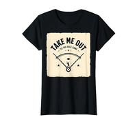 Take Me out to The Ball Juego Retro Baseball Camiseta, Mujer, Negro, XL