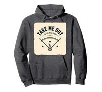 Take Me out to The Ball Juego Retro Baseball Sudadera con Capucha, Unisex para Adultos, Jaspeado Oscuro, S