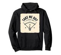Take Me out to The Ball Juego Retro Baseball Sudadera con Capucha, Unisex para Adultos, Negro, XXL