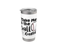 Take Me To The Ball Juego Béisbol Deportes Deporte Hombres Mujeres Diversión Vaso térmico de acero inoxidable de doble pared