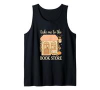 Take Me to The Book Store Cozy Bookshop Cat Aesthetic Camiseta sin Mangas