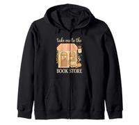 Take Me to The Book Store Cozy Bookshop Cat Aesthetic Sudadera con Capucha