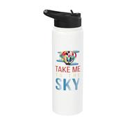 Take Me To The Sky I Ride Aviation Hot Aviation Pilot Stainless Steel Insulated Water Bottle