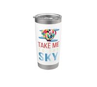 Take Me To The Sky I Ride Aviation Hot Aviation Pilot Vaso térmico de acero inoxidable de doble pared