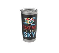 Take Me To The Sky I Ride Aviation Hot Aviation Pilot Vaso térmico de acero inoxidable de doble pared