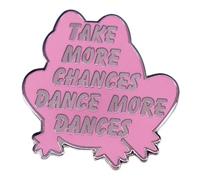 Take More Chances Dance More Dances - Broche de solapa esmaltado, diseño de rana rosa, Acero inoxidable, No es una piedra preciosa