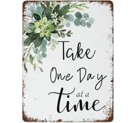 Take One Day At A Time Vintage Metal Wall Decor 8 X 12 in