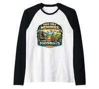 Take Only Memories Leave Only Footprints Senderismo Camping Broma Camiseta Manga Raglan