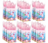 TAKEALOOKO 16 bolsas de regalo de cumpleaños de axolotl, bolsa de golosinas de ajolotes rosas con papel de regalo, decoraciones de fiesta de ajolotes para niños, suministros de baby shower