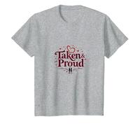 Taken & Proud I Heart My Girlfriend Romántico San Valentín Camiseta, Niños, Gris Jaspeado, 2 años