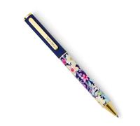 Takenote Bolígrafo - Tinta Azul, Punta Media de Bola 1 mm, Cierre Giratorio, Cuerpo Metálico, Clip de Sujeción, Incluye Caja Regalo, Diseño Bonito Floral - Olivia
