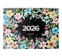 Takenote Calendario Pared 2026 - Tamaño 31,5 x 23 cm, Mes Vista, 12 Meses Enero a Diciembre, Planning Mensual con Espacio para Notas, Cierre Anillas Doble, Español e Inglés - Adele