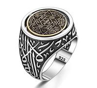 TAKILINGO Anillo de plata de ley 925 maciza con sello islámico de Salomón de doble cara con la palabra Tawheed, Plata de ley, Sin piedras preciosas
