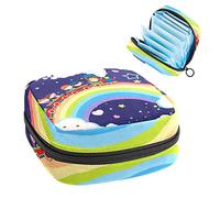 Taking a Train Over the Rainbow Period Pouch portátil, bolsa de almacenamiento de tampones para servilletas sanitarias, Varios colores, 4.7x6.6x6.6 in/12x17x17 cm